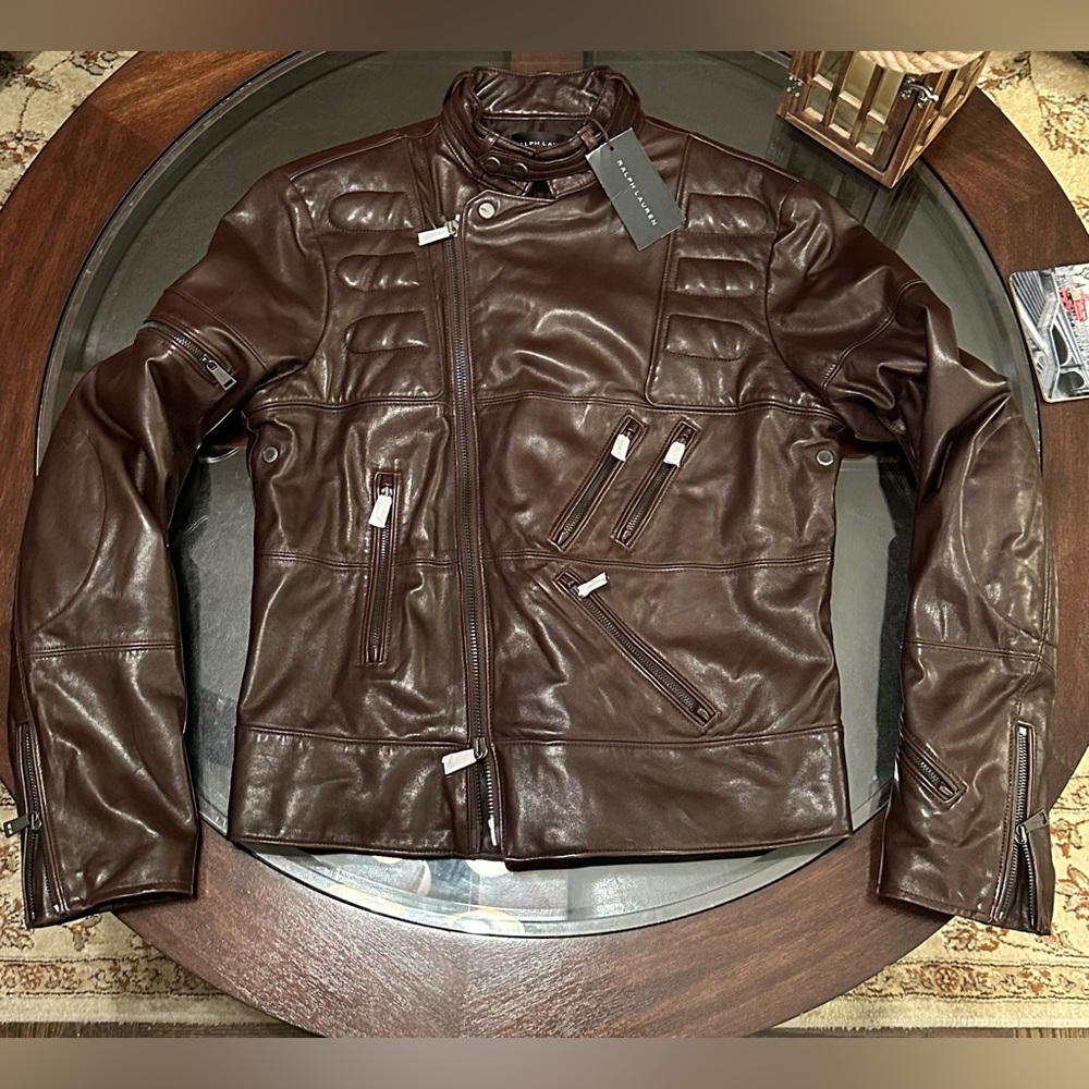 Ralph Lauren Black Label Gent’s Size Medium 100% Leather Moto Quilted Jacket NEW